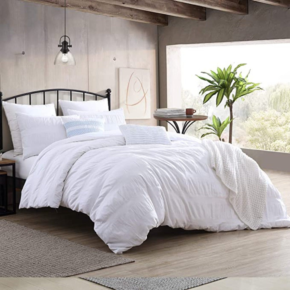 Soft and Breathable Moselle Cotton Duvet Set - White