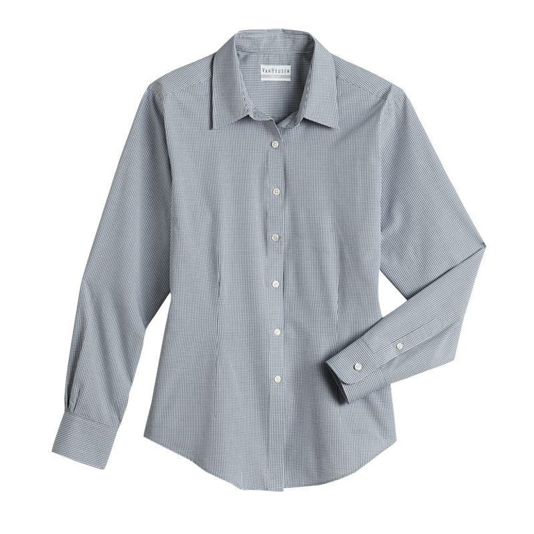 Female Grey Tailored Gingham Check Blouse / Shirt