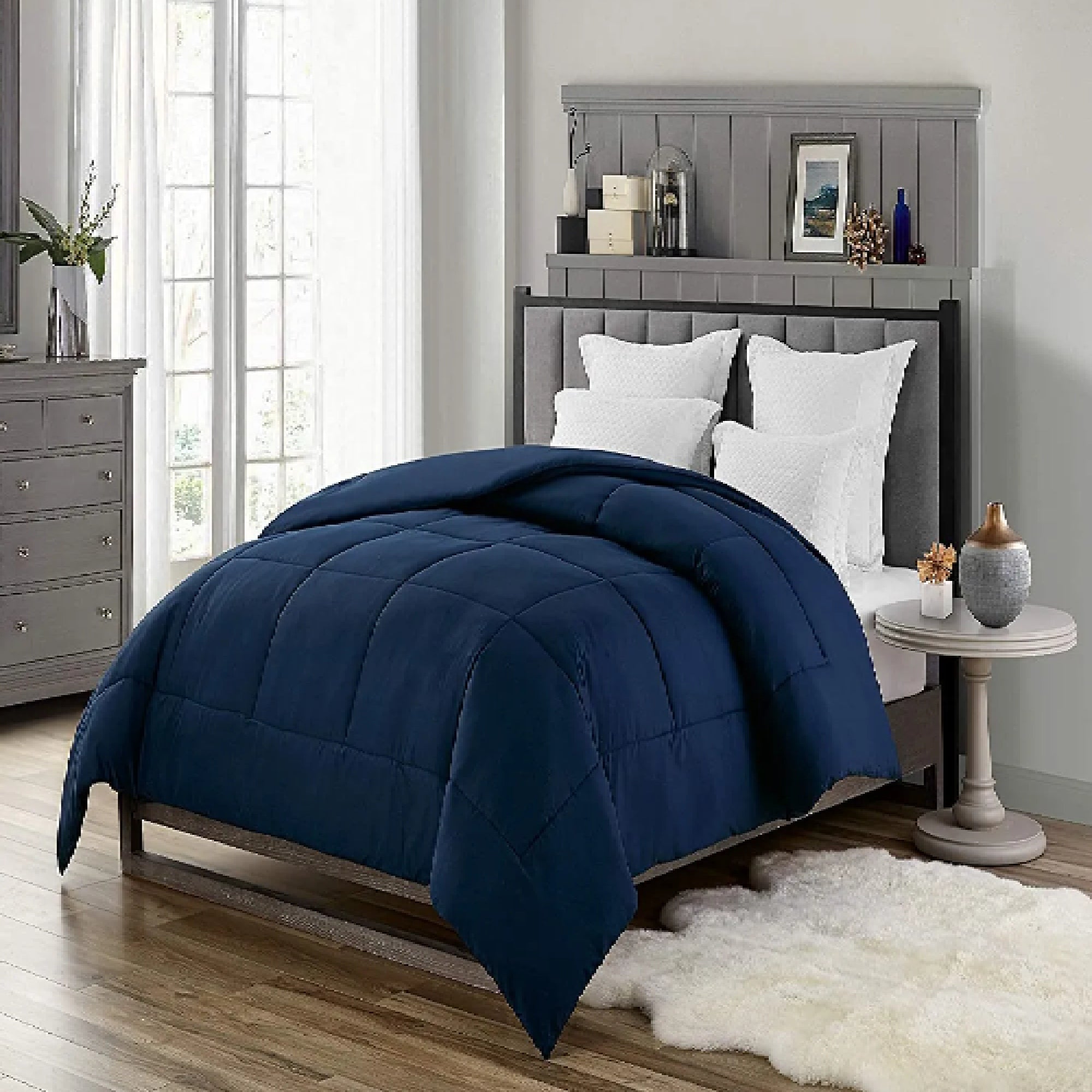 All Season Bedding Down Alternative Comforter - Heavy Fill - Navy Blue